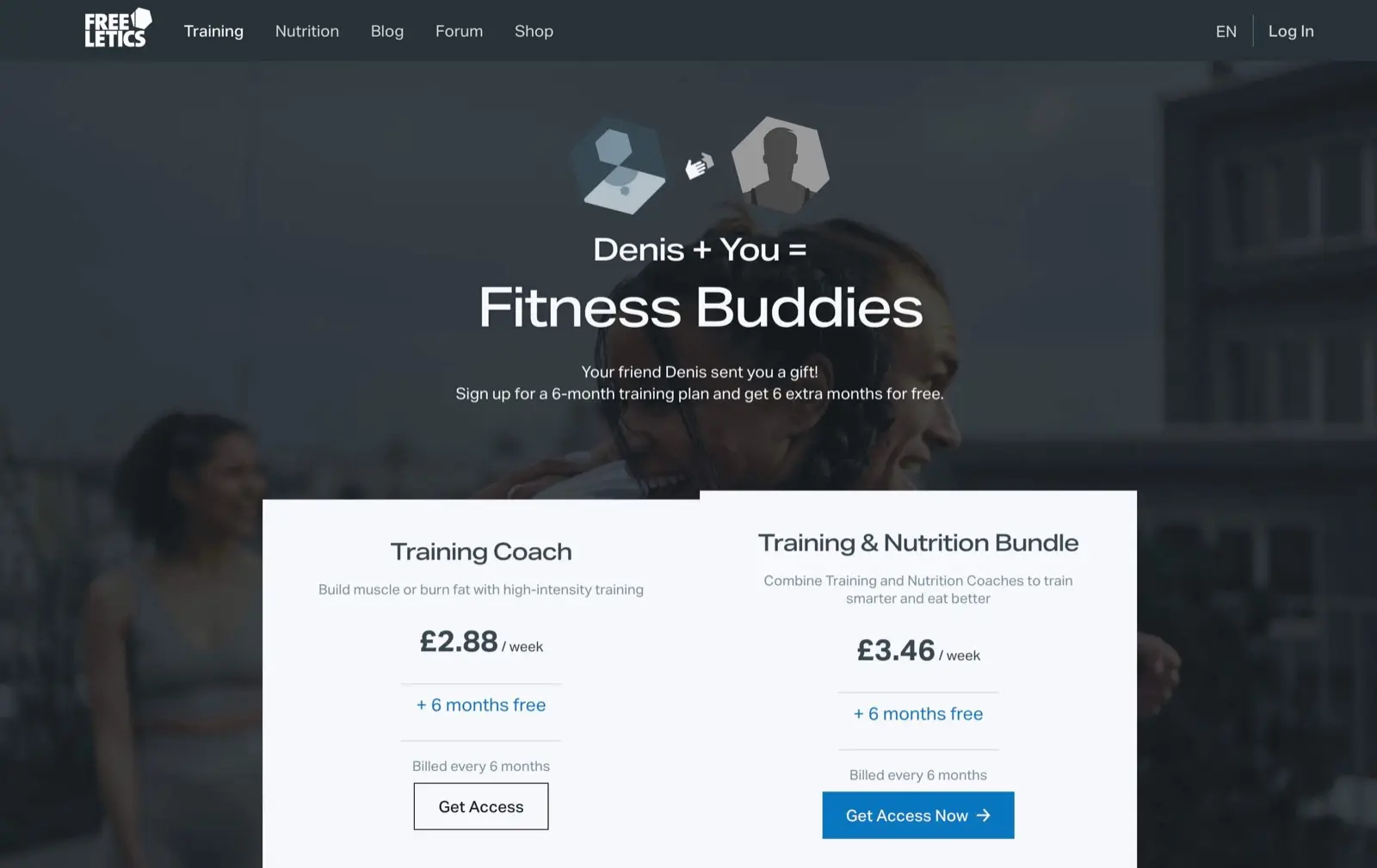 Freeletics training app new user offer
