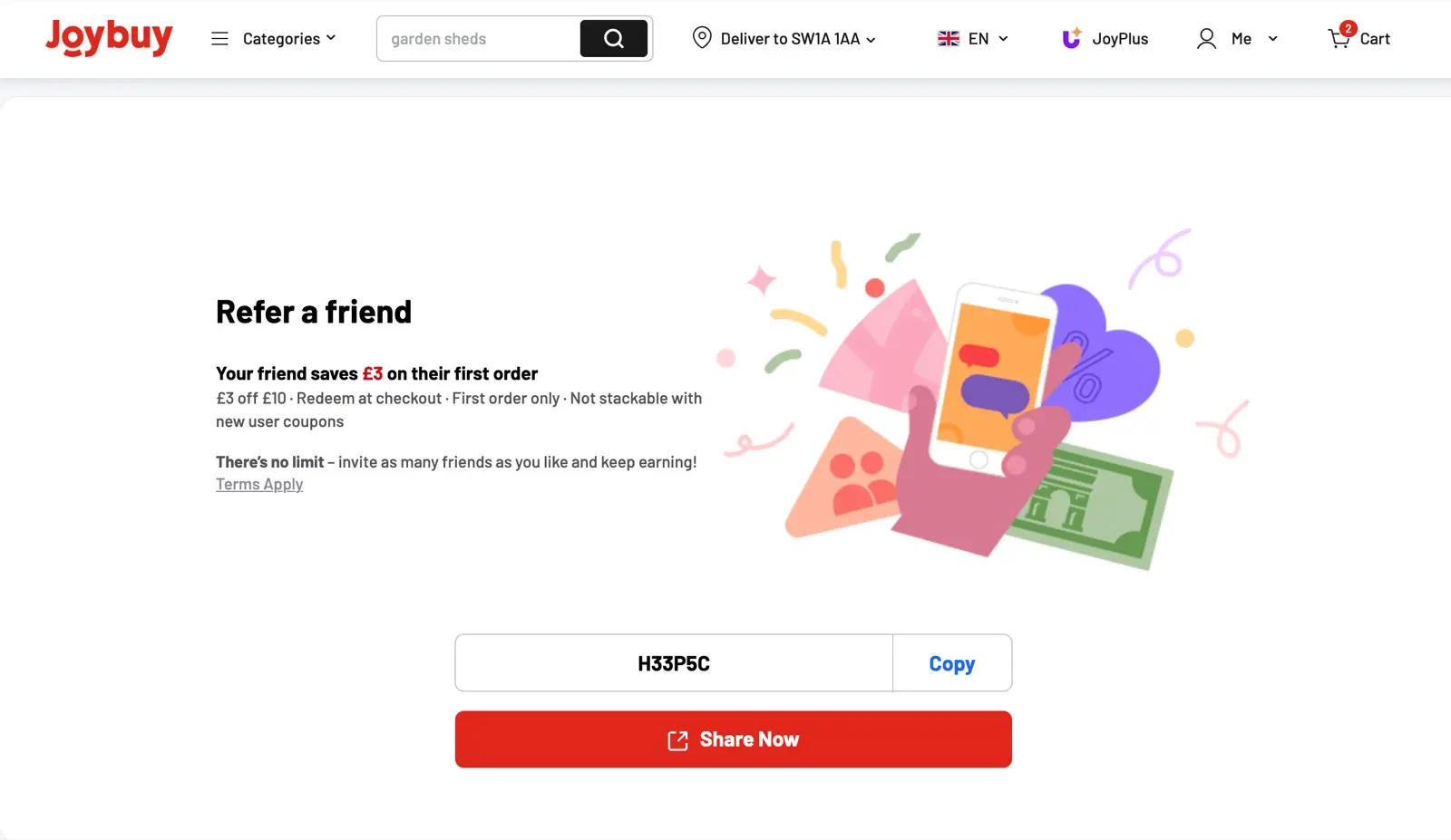 Joybuy new customer shopping discount