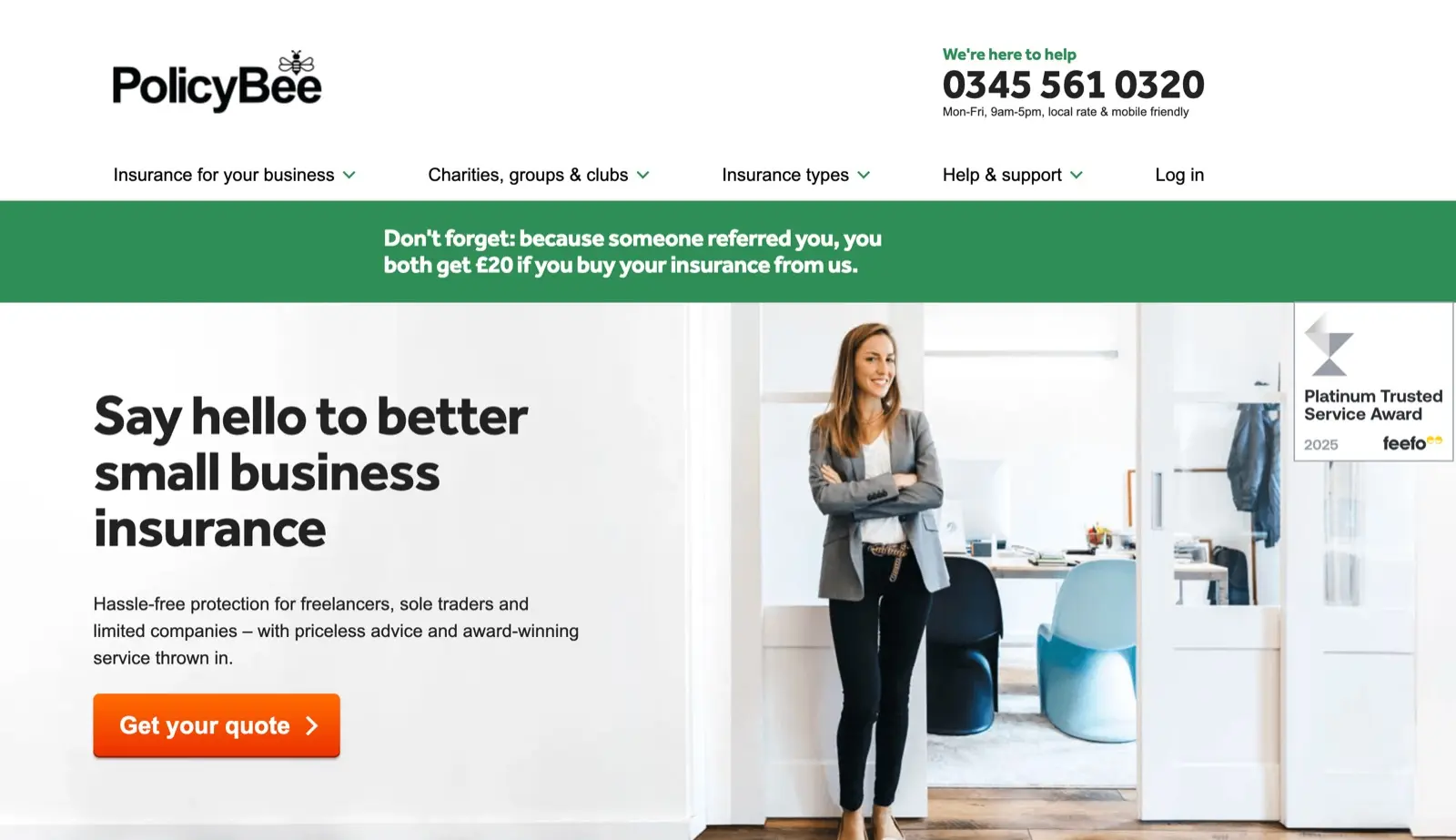 PolicyBee business insurance referral reward