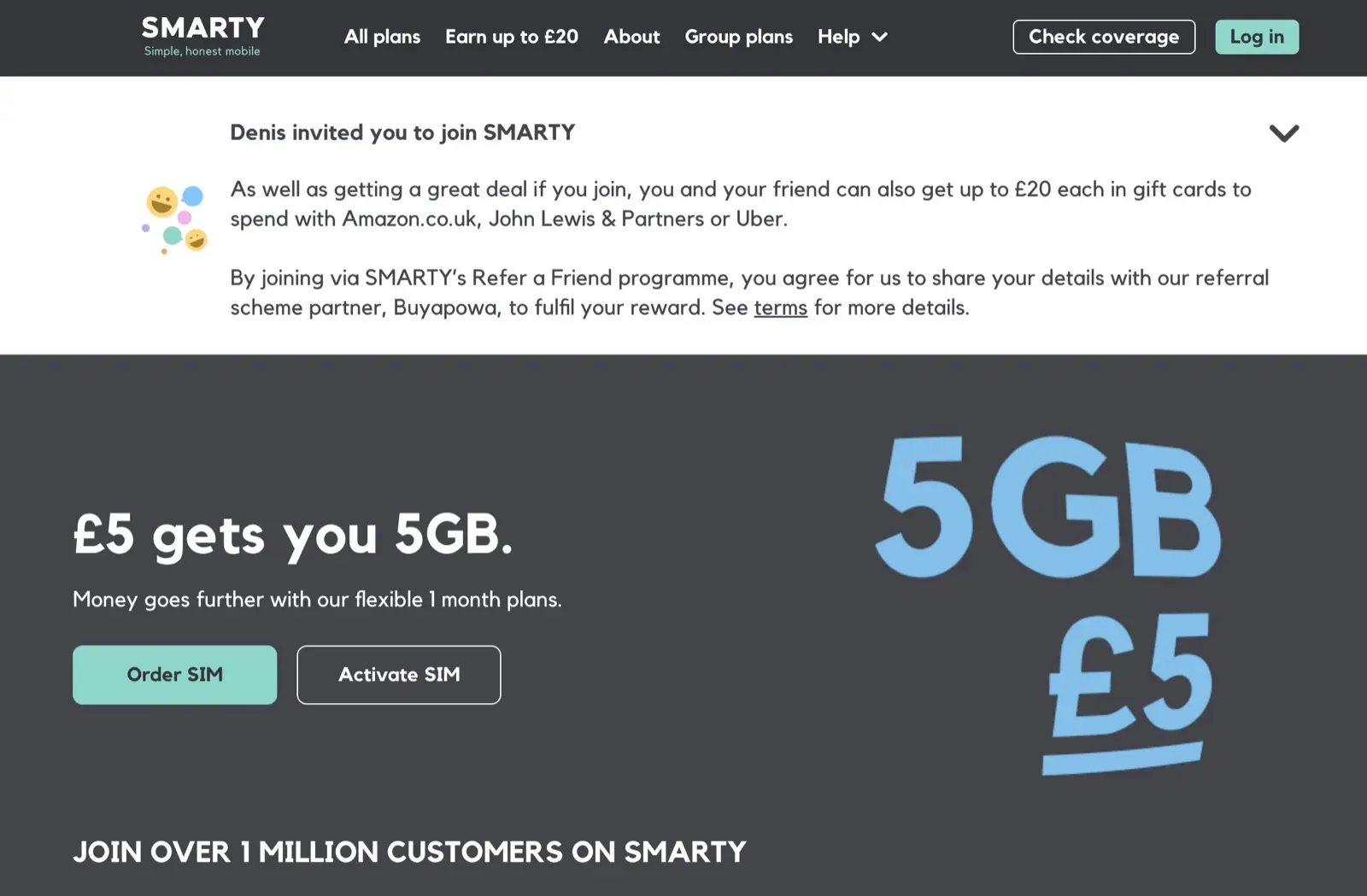 SMARTY SIM new customer promotion